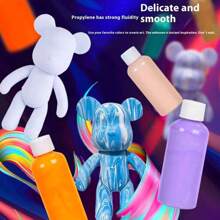 1pc (Only Blank Figurine, Painting Kit Not Included) DIY Gift Graffiti Painting Figurine, Fluid Bear Paints, Flowing Cute Bear Painting Creative Painting Supplies DIY Painting Set, Creative Home Decor Handmade Doll Small Statue Doll, Birthday/Valentine's Day Gift. (Random Style, Color With Slight Variations)