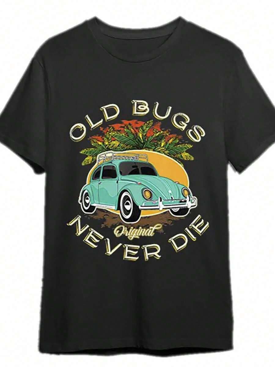 Summer Vintage Beetle T-Shirt Men'S Short-Sleeved T-Shirt Series Black PR - Black - View 1