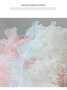 1 Roll/1M 12cm Densely Pleated Beaded Tulle Lace Ribbon, Crafts Packaging Satin Ribbon, Sparkly Pearl Ruffle Organza Ribbon For Flower Bouquet, Floral Shop Packaging Materials, Pearl Ruffle Organza Edging For Flower Bouquet DIY