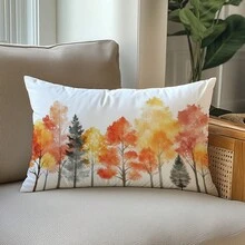 1 件现代水彩秋季森林抱枕套，单面印花柔软毛绒面料，30 * 50 厘米/11.8 * 19.7 英寸，适合房间装饰、沙发装饰、派对、礼物
