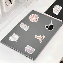 50pcs Kawaii Ballet Style Pink & White Decorative Stickers, Minimalist Korean Style, Suitable As Calendar, Mirror, Scrapbooking Stickers, School Supplies,Back To School