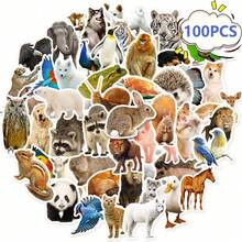 50/100pcs Mixed Realistic Animal Stickers, Cartoon Forest & Grassland Cute Small Animal Stickers For Luggage, Water Bottle, Skateboard, Graffiti,School Supplies,Back To School - Multicolor - View 12