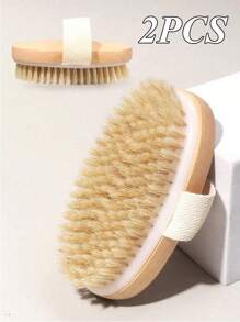 1 pièce Brosse de massage corporel exfoliante en bois, brosse de bain à poils naturels, douce, brosse pour le corps SPA pour femmes et hommes, soins de la peau, utilisation mouillée et sèche, décoration de salle de bain à la maison