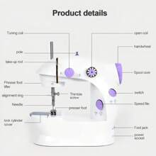 1set Home Mini Portable Electric Sewing Machine ,Beginner's Sewing Machine,Mini Tabletop Electric Sewing Machine,Portable Foot Pedal Straight Line Hand Table Double Thread Set Electric Sewing Machine,Gift For Mom And Wife