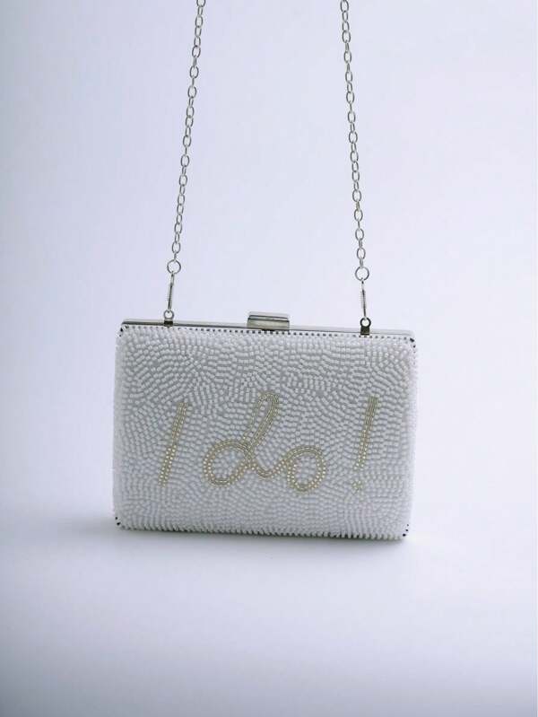 Elegant & Fashionable Classic Pearl Decor Women's Evening Bag, Lightweight Chain Clutch Purse, Suitable For Party, Wedding, Graduation Dance, Banquet