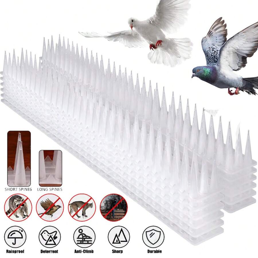 10M Bird Spikes For Anti Pigeons Deterrent To Keep Bird Or Animals Away Fence Spikes, 24Pcs 43cm Ultra-Effective Plastic Anti Bird Spikes - Pigeon Deterrent - Wall & Fence Spikes For Cats & Birds, Advanced Pest Control For Outdoor Use - Coverage, Deters Squirrels, Raccoons, Pigeons & Foxes - Clear - View 1