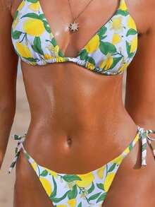 SHEIN Swim Vcay Bộ đồ bơi bikini hai mảnh in hình trái cây mùa hè cho nữ, Bộ đồ bơi bikini gợi cảm - Nhiều màu - Xem 1