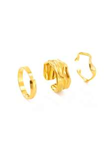 3pcs Set Stainless Steel Asymmetrical Rings For Women, Multilayer Stackable Rings Jewelry