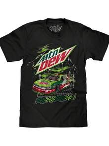Mountain Dew - Racing Car Motif Black T - Shirt ,Casual Print,Comfortable And Versatile,Letter Pattern Pure Cotton 220g Printed T-Shirt,Unisex Style - màu đen - Xem 1