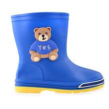 Bota de Lluvia Para Niño Niña Niños Con Dibujos Animados Impermeable Suela Antideslizante Para Actividades al aire Libre y Escolar Cómodos Ligeros Puntera Con Diseño Colores Bonitos - Azul - Ver 2