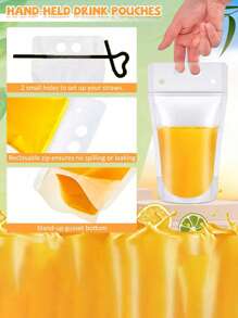 Juice Bag Plastic Beverage Bags, Transparent Portable Water Bag For Outdoor, Disposable Travel Leak Proof Bag Squeeze Bag, Reusable Sealed Liquid Bag,Multi-Use Plastic Pouches For Liquids Clear Portable Drink Bags Bubble Tea, Soy Milk Takeout Packing,Sealed Zipper Smoothie Juice Pouch, Upright Plastic Bags Suitable For Camping, Birthday Parties Drinking Suitable For Bars, Clubs, Restaurants And Home Use