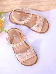 女童夏季新款时尚可爱凉鞋，儿童软底蝴蝶珍珠公主鞋，女童平底罗马凉鞋，幼儿/儿童沙滩校鞋