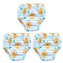 4 pièces de couches lavables et réutilisables pour bébé, étanches, respirantes, 6 couches de protection, 100% polyester, doublure et tissu extérieur imperméable, avec fonction anti-fuite, culottes de propreté, sous-vêtements pour bébé, cadeau de bébé
