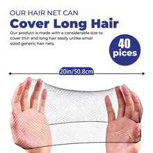 黑色发网 - 1000 件/500 件/200 件/100 件/80 件/60 件/40 件/20 件 20 英寸，发网弹性隐形弹力网，适用于餐饮、芭蕾发髻、睡觉、女士和假发（黑色）