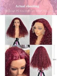 MECRY 180% Red Curly Wig Burgundy Red Curly Short Bob Wigs 99J Hair Brazilian Hair 13x4 Deep Wave Lace Frontal Wig Frontal Wigs Headband Wig Hair Wigs Frontal Blended Hair 10Inch-36Inch - SBUG - View 2
