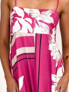 Women Y2K Maxi Dress Smocked Spaghetti Strap Sleeveless Long Flowy Dress Boho Backless Aline Long Dress Summer Casual Beach Sun Dress - Màu Hồng Tươi - Xem 8