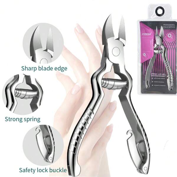 1pc Professional Podiatrist Foot & Toenail Clipper - Super Sharp Curved Blade, Stainless Steel, Suitable For Thick & Ingrown Nails, Nail Care | Precision Scissor | Stainless Steel Scissors