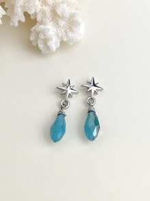 Boucles d'oreilles en bijoux de sel de mer bleu, correspondant aux bijoux pour vacances d'été, convenant pour le port quotidien et les vacances à la plage