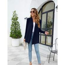 Newchoice Womens Casual Lightweight Long Sleeve Cardigan Soft Drape Open Front Fall Dusters (S-3XL) - Navy Blue - View 5
