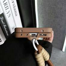 Luxury Minimalist Brown Phone Case With Keychain Lanyard, Suitable For Razr50 Razr 50 Ultra 50ultra Back Cover, Waterproof Shockproof Anti-Fall Anti-Scratch - Brown - View 9
