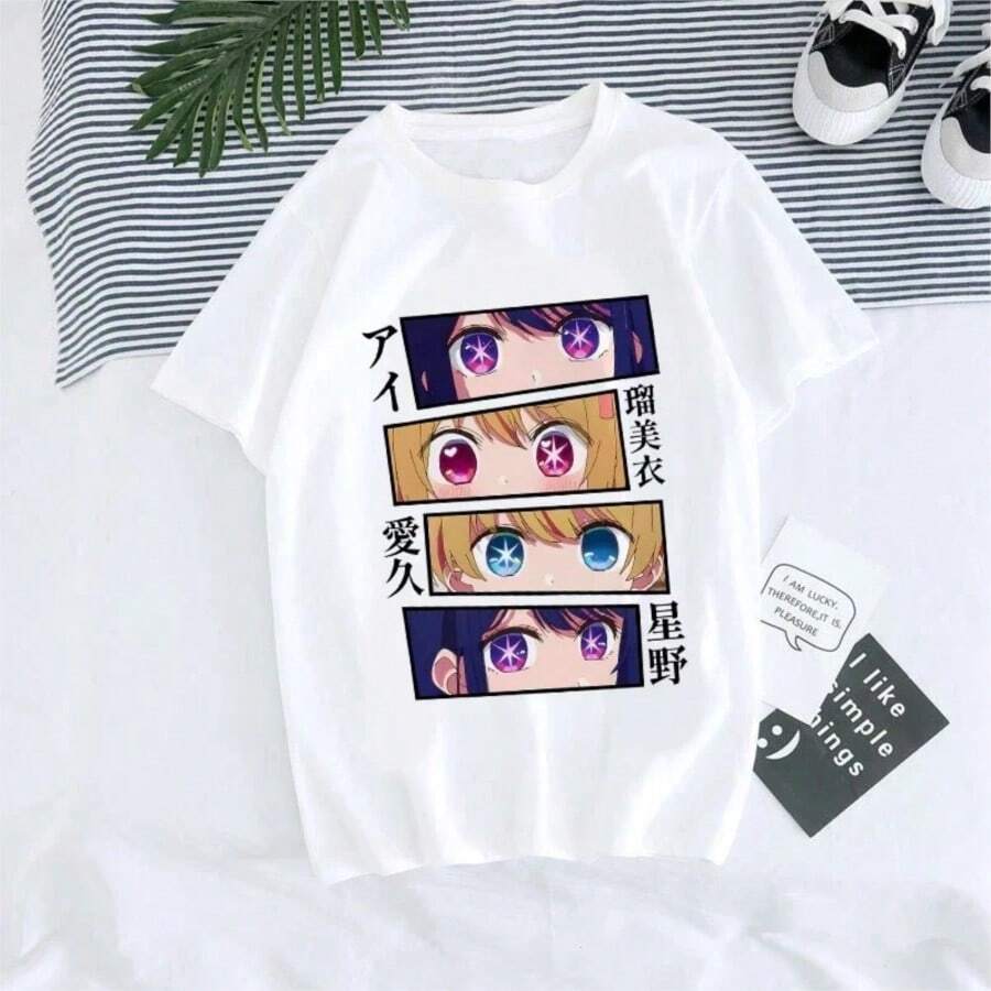 Super Happy Summer Fashion Women T-Shirt Manga Anime Oshi No Ko Harajuku Ullzang T Shirt Female Ai Ruby Akane Aquamarine Hoshino Clothes Tops - 白色 - 查看 1