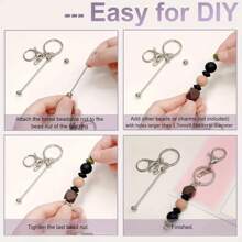 4/8/12/20pcs(No Beads) Beaded Key Chain Kits, Metal Blank Beaded Key Chain DIY Accessories, For Pendant, Jewelry Making, Gift