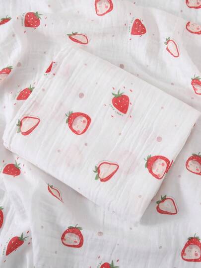 1件柔软透气婴儿平纹细布襁褓毯，110*110厘米