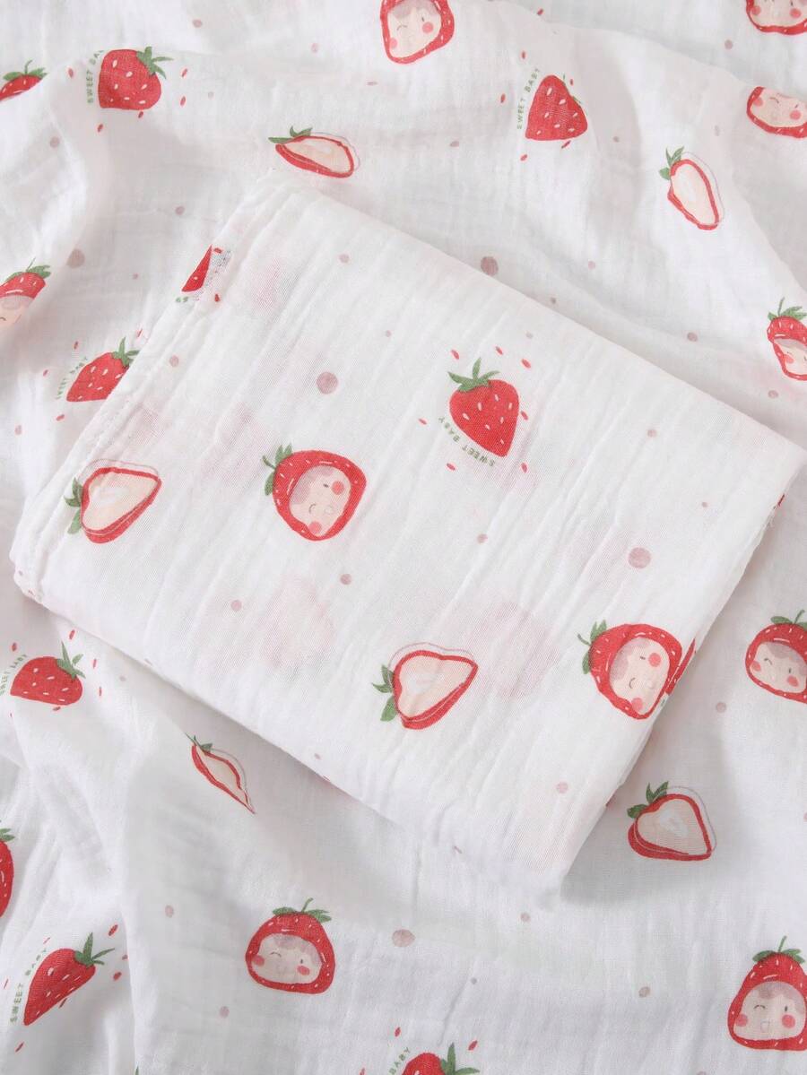 1件柔软透气婴儿平纹细布襁褓毯，110*110厘米 - 彩色 - 查看 1