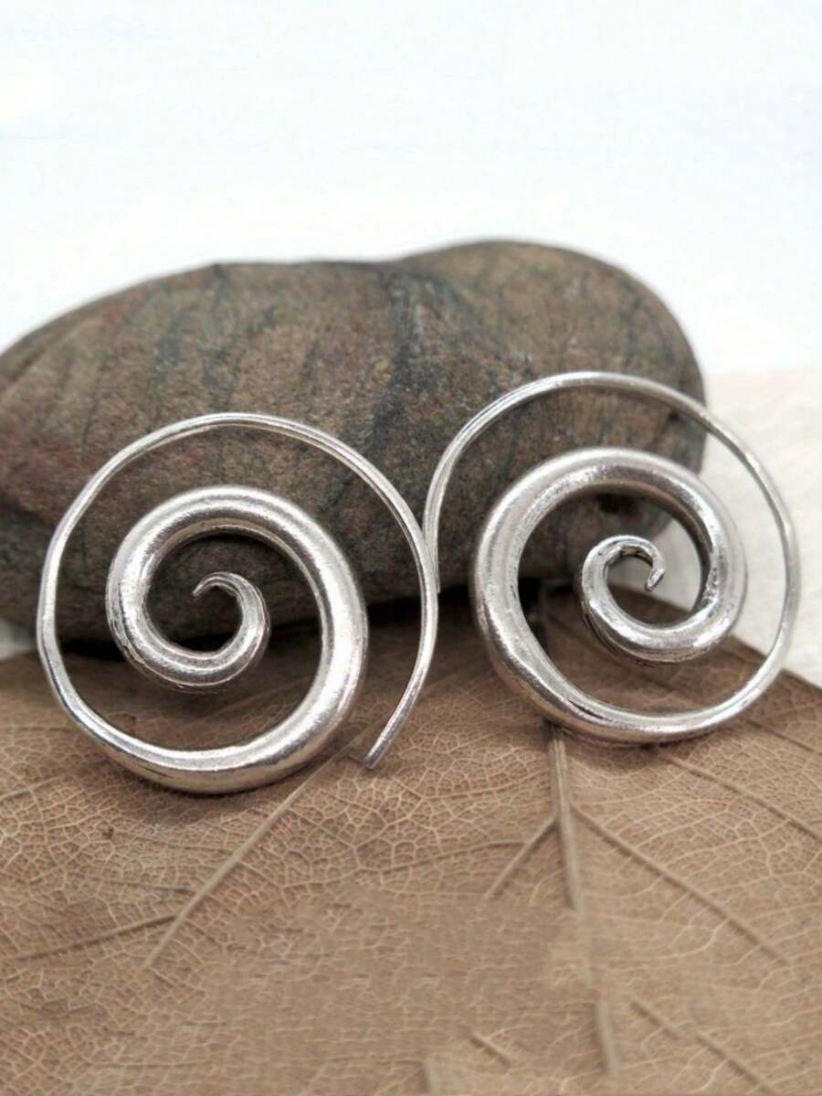 男女款简约螺旋环耳环