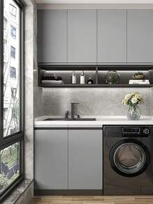 1 buc tapet PVC gri mat, autoadeziv detașabil, impermeabil și lavabil, potrivit pentru folie de protecție pentru dulapuri și pereți