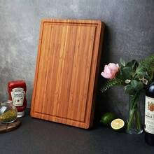 Solid Wood Cutting Board, Durable Wooden Chopping Board, Multi-Purpose Butcher Block, Suitable For Kitchen, With Deep Juice Groove And Built-In Handle, Ideal For Meat & Vegetable Preparation - Perfect Kitchen Gift For Home Chefs