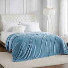 Sofa Blanket Living Room Cover SetFleece Blanket Twin Size, Soft Cozy Twin Blanket, Fuzzy Flannel Blanket Bed, Sofa, Couch, Travel, Camping, 60 X 80 Inches - Washed Blue - 查看 8