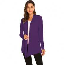 Newchoice Womens Casual Lightweight Long Sleeve Cardigan Soft Drape Open Front Fall Dusters (S-3XL) - Purple - View 3