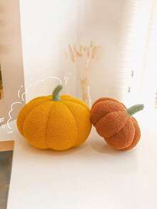 1pc Soft Plush Pumpkin Decor – Boucle Fabric Fall Thanksgiving Halloween Tabletop Decoration For Neutral Farmhouse Autumn Home, Cozy Boho Room Accent Home Decor Halloween Decor Room Decor