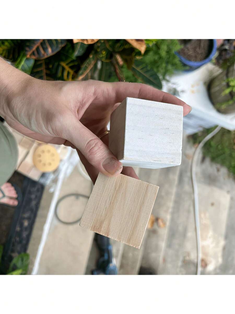 Cubos de madeira premium de 2 polegadas, 20/10/5/1 peça - Blocos de artesanato versáteis para projetos "faça você mesmo", artesanato em madeira e criação criativa - perfeitos para artes e amadores - Damasco - Ver 1