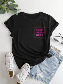 Áo thun nữ tùy chỉnh in ảnh phong cảnh huy hiệu cặp đôi gia đình selfie thú cưng, áo phông in cá nhân hóa làm quà tặng bạn gái bạn trai bạn bè sinh nhật lễ thể thao leo núi ngoài trời dáng rộng màu đen phong cách vintage mùa hè, quà tặng Ngày của Cha - màu đen - Xem 2