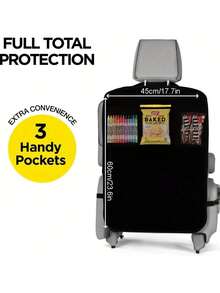 2pcs Universal Fit Car Seat Back Protector, Large Vehicle Rear Seat Cushion Guard, Kick Seat Cover For Auto Safety And Protection For VW Toyo Ta Audi BMW Nissan Opel Peugeot Renault Chevrolet And So On - Black - View 3