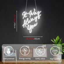 Insegna al neon elegante "Sei sempre stato tu" - alimentata USB, con controllo a pulsante, decorazione da parete per proposte di matrimonio, fidanzamenti, anniversari e celebrazioni di compleanno - luce di plastica versatile con atmosfera di palloncini e luci festive, regalo per anniversario, atmosfera festiva, illuminazione calda e luminosa, insegne al neon per decorazione da parete
