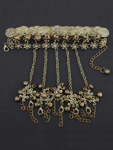 1 件复古魅力小铃铛手指手链肚皮舞饰品复古图案铁材质硬币形状链环手链适合女性男性舞蹈日常休闲装饰佩戴时尚珠宝配饰礼物 - 舞蹈手鍊 - 查看 6