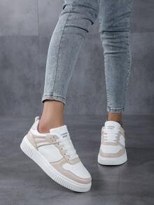 运动鞋女鞋米色运动滑板鞋舒适透气轻便 - 米色 - 查看 3