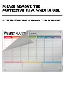 1pc 3D Acrylic Memo Board (6 Magnetic Whiteboard Pens Included), Reusable Dry Erase Magnetic Planner Board For Fridge