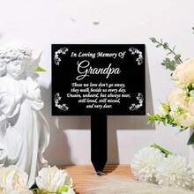 [Acrylic Memorial Stake] Waterproof Acrylic Grandpa Memorial Grave Plaque Stake Markers - Cemetery Grave Decorations Sympathy Garden Stake For Gift Outdoors Yard - Black - View 5