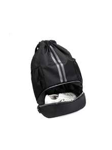Basketball Bag, Swimming Bag, Dry Wet Separation Women's Storage Bag, Sports Backpack, Training And Fitness Drawstring Backpack - 黑色 - 查看 4