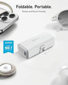 Anker Nano Power Bank 5000 mAh con Conector Lightning Plegable, Cargador Portátil de 12W con Certificación MFi, Compatible con iPhone 14/13/12/Pro/Pro MAX - Tipo de Enchufe A Japonés (100V) - Ver 4
