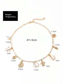 1 pièce Collier style océan avec pendentif coquillage, tortue, étoile de mer orné de perles et de charm coquillage. Chaîne clavicule pour femmes