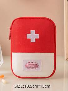 1pc Portable Medicine Bag, Cute Mini First Aid Kit, Medical Emergency Kits, Organizer Outdoor Household Medicine Pill Storage Bag, Empty First Aid Kit, Mini Portable Medical Kit First Aid Bag, Outdoor Camping Family Survival First Aid Kit, Cross Pattern First Aid Kit, Suitable For Car Bike Marathon Running Outdoor Camping Hiking Emergency