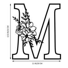 1 pieza Cartel de metal con Flor y Letra, Combinación personalizada de nombres, letras iniciales y palabras, Decoración de pared de arte de metal, Decoración DIY de fondo de boda, Regalo para el hogar