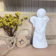 DIY 3D Angel Candle Mold With Wings, Angel Holding Heart Plaster & Silicone Mold