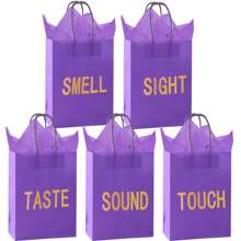 5-Sinne Geschenktüte, passend für Ihn/Sie, beinhaltet 10 Stücke Taschentücher, Papiertüte mit Griff, 5 Sinnes-Geschenkgegenstände, großartig für Valentinstag, Weihnachten, Geburtstag, Hochzeitstag (Schwarz, 21 x 11 x 27 cm)