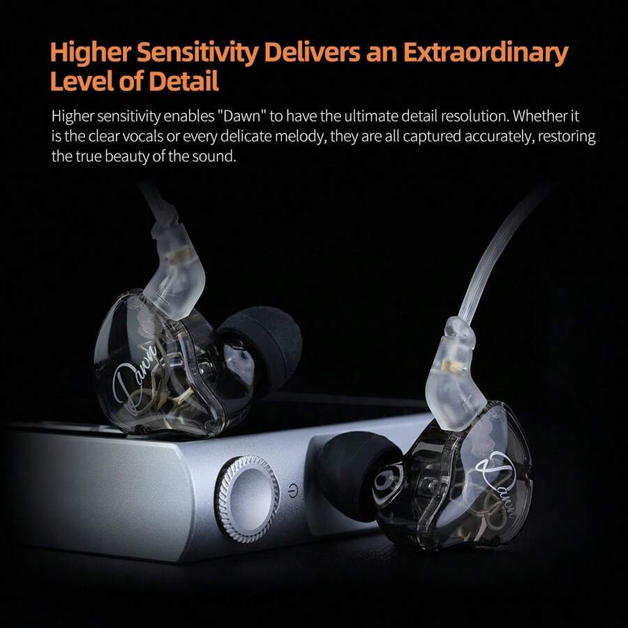 KZ Dawn - 1DD IEM Earphone Berkabel dengan Peredam Kebisingan Panggilan Definisi Tinggi, Suara Stereo HiFi, Jack 3.5mm, Cocok untuk Komputer, Gaming, Pemutar Musik (Versi Terbaru) - Hitam - Edisi Standar - View 1